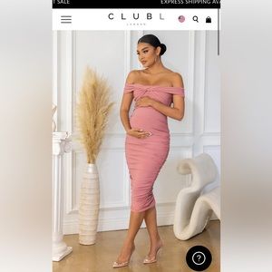 Ruched Pink Maternity Dress